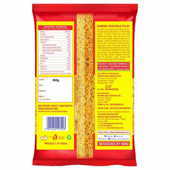 Bambino Roasted Vermicelli 850 G - Nutritious & Delicious