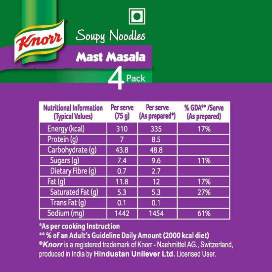 Knorr Mast Masala Instant Soupy Noodles - Delicious and Quick Snack