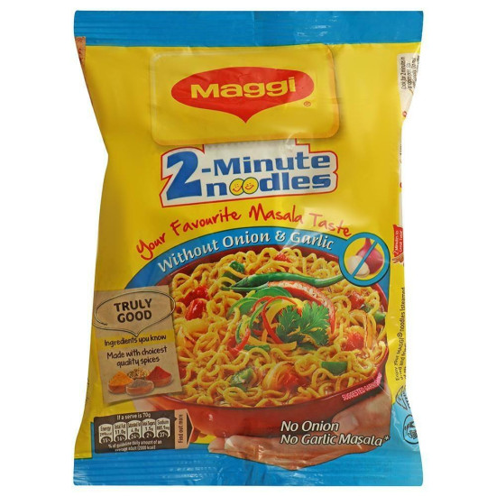 Maggi 2-Minutes Masala Instant Noodles (No Onion No Garlic) - Authentic Indian Flavour
