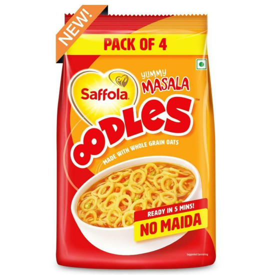 Saffola Oodles Yummy Masala Noodles - Delicious Ring Noodles Pack Of 4