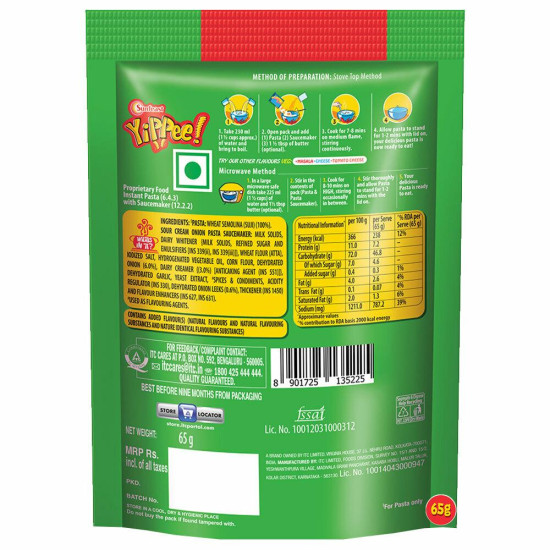 Sunfeast Pasta Treat Sour Cream Onion Instant Pasta 65 G - Delicious and Quick Snack