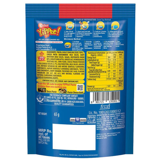 Sunfeast Yippee Cheese Pasta Treat 65 G - Delicious Snack Anytime