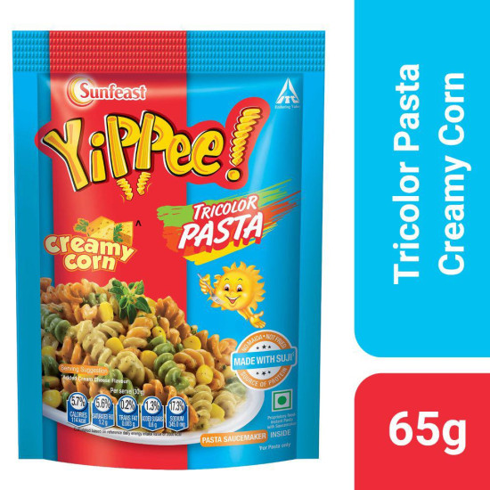 Sunfeast Yippee Creamy Corn Tricolor Instant Pasta - Delicious Snack & Meal