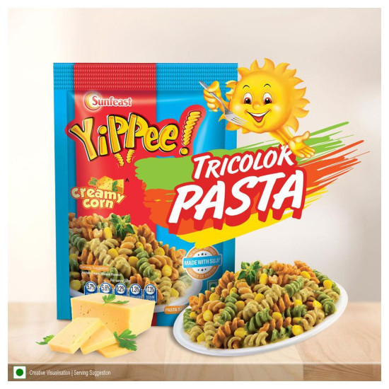 Sunfeast Yippee Creamy Corn Tricolor Instant Pasta - Delicious Snack & Meal