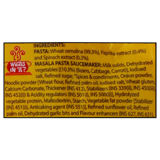 Sunfeast Yippee Masala Instant Tricolor Pasta 65 G - Vibrant & Tasty Snack