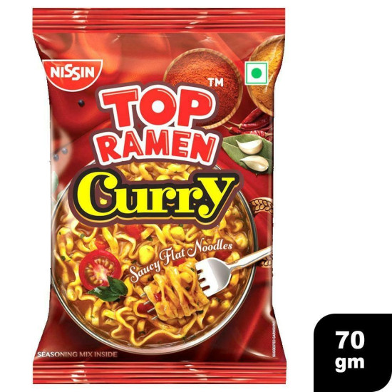 Nissin Top Ramen Curry Saucy Flat Instant Noodles - Authentic Indian Flavor