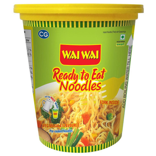 Wai Wai Veg Masala Cup Noodles 75 G - Instant Curry Flavor Delight