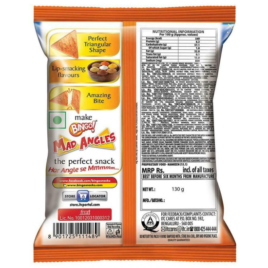 Bingo Peri Peri Mad Angles 117 G - Spicy Snack Delight