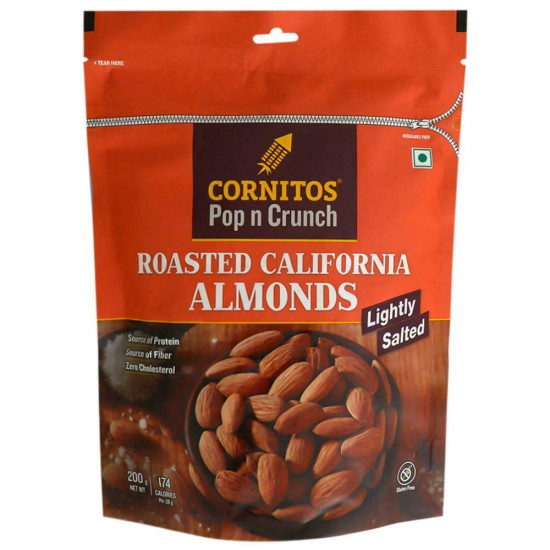 Cornitos Lightly Salted Roasted California Almonds 200 G - Crunchy Delight