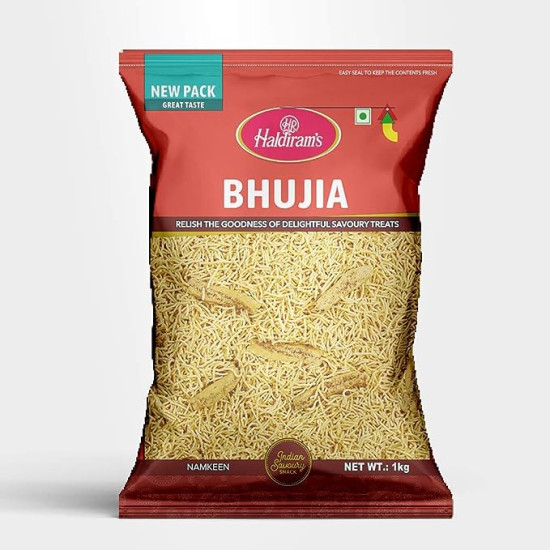 Haldiram's Namkeen - Bhujia Plain (Del), 200 g Pouch - Authentic Indian Snack