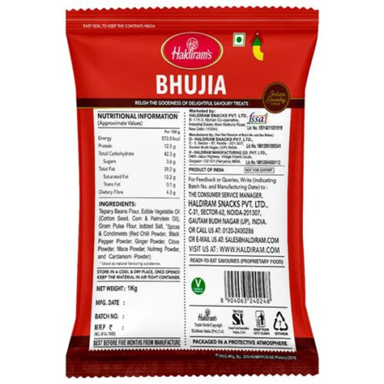 Haldiram's Namkeen - Bhujia Plain (Del), 200 g Pouch - Authentic Indian Snack