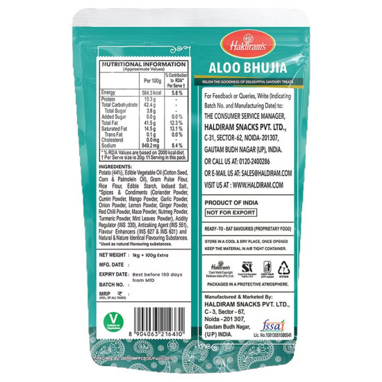 Haldiram's Aloo Bhujia 1 Kg - Authentic Bikaner Taste