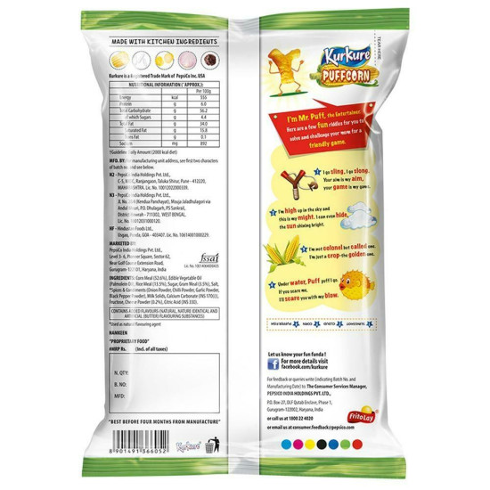 Kurkure Yummy Cheese Puffcorn 55 G - Cheesy Snack Delight