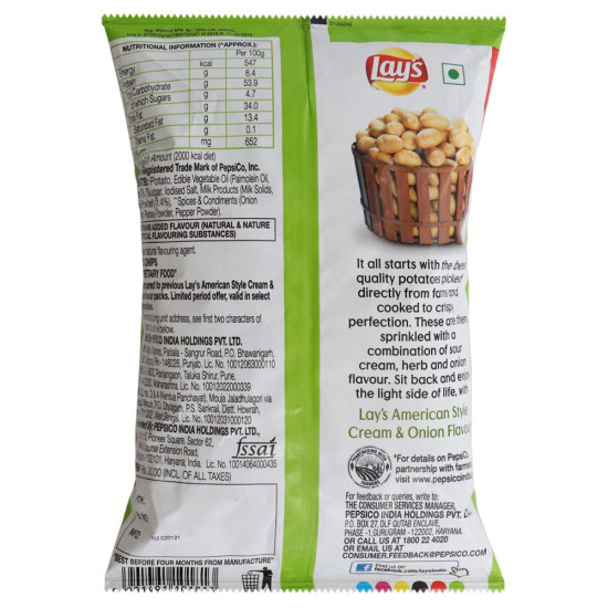 Lay's American Style Cream & Onion Potato Chips - Tasty Snack
