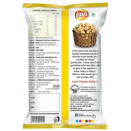 Lay's Classic Salted Potato Chips 73 G - Timeless Snack Crunch