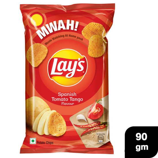 Lay's Spanish Tomato Tango Potato Chips 90 G - Flavorful Snack Delight