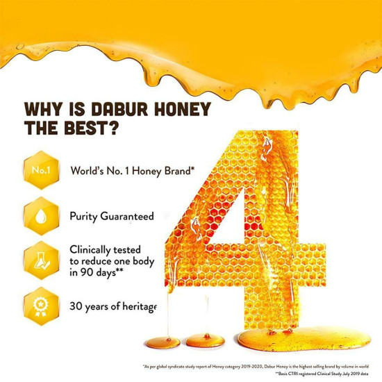 Dabur Honey Squeezy 225 G - Pure and Natural Honey