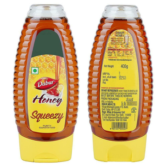 Dabur Honey Squeezy 400 G - Buy 1 Get 1 Free - Natural Sweetener