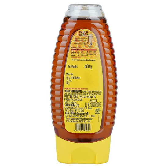 Dabur Honey Squeezy 400 G - Buy 1 Get 1 Free - Natural Sweetener