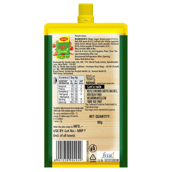 Maggi Hot & Sweet Tomato Chilli Sauce 80 g - Unique Taste for Snacks