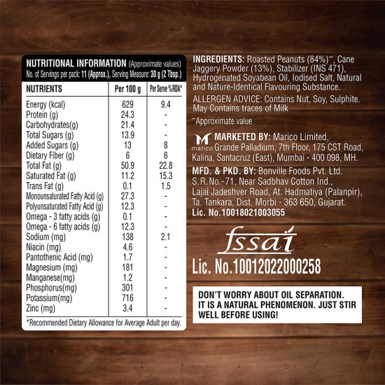 Saffola Creamy Peanut Butter With Jaggery 350 G - Delicious & Creamy