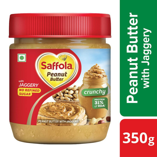 Saffola Crunchy Peanut Butter With Jaggery 350 G - Delicious Crunchy Spread