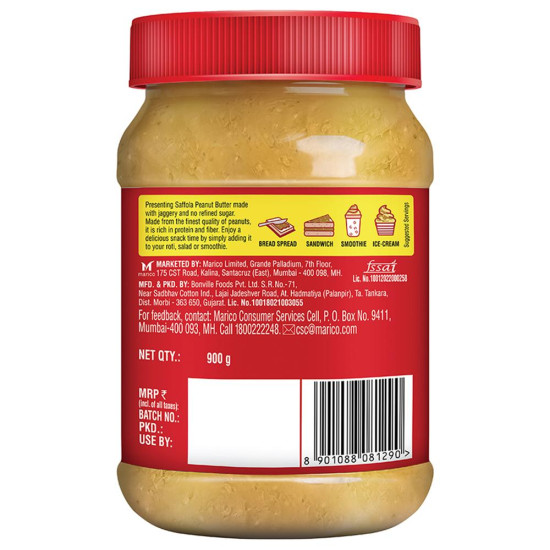 Saffola Crunchy Peanut Butter With Jaggery 900 G - Delicious and Nutritious Spread