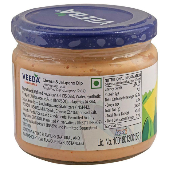 Veeba Cheese & Jalapeno Dip 300 G - Spicy & Creamy Delight