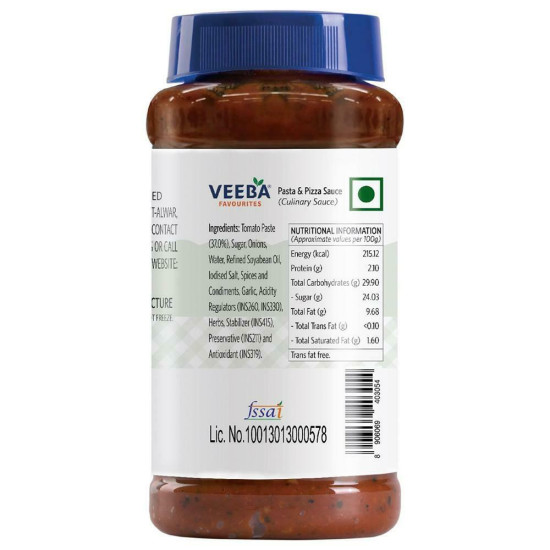 Veeba Pasta & Pizza Sauce 525 G - Authentic Italian Flavor