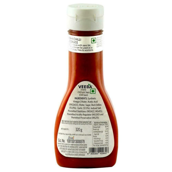 Veeba Sriracha Chilli Garlic Sauce 320 G - Spicy Thai Delight