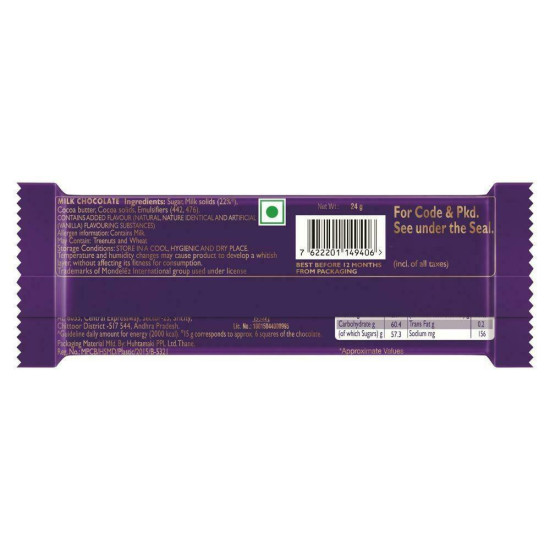 Cadbury Dairy Milk Chocolate 24 G - Rich & Creamy Delight