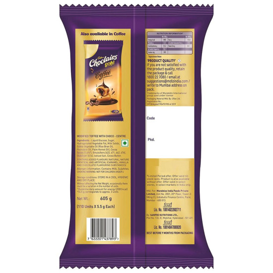 Cadbury Gold Choclairs 605 G (Pack Of 110) - Irresistible Toffees