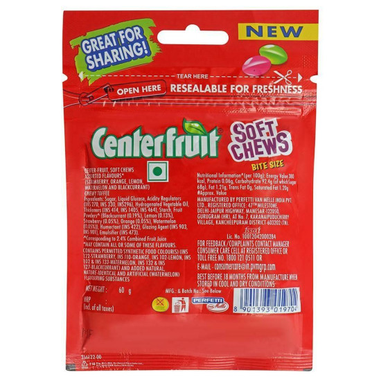 Centrefruit Soft Chews 60 G - Irresistibly Sweet Chewy Delight