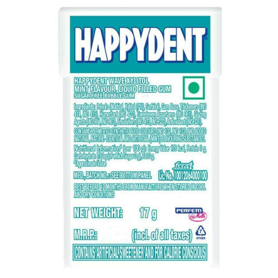Happydent Wave Sugarfree Xylito Mint Chewing Gum - Instant Freshness