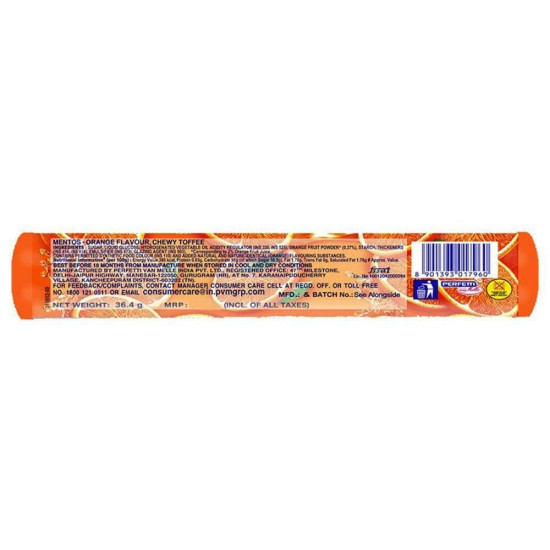 Mentos Orange Chewy Dragees 36.4 G - Irresistible Sweet and Tangy Delight