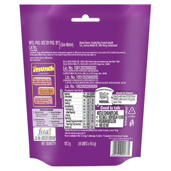 Munch 18 Yummy Treats 160.2 G - Indulgent Chocolate Delight