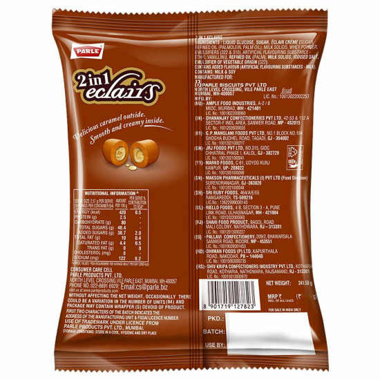Parle 2 In 1 Eclairs Toffee 241.58 G - Irresistible Candy Delight