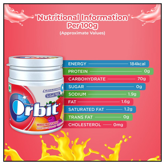 Wrigley's Orbit Sugar Free Mixed Fruit Chewing Gum - Irresistible Taste & Quality