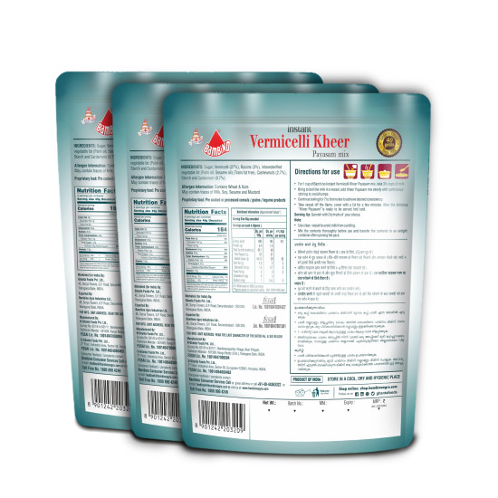 Bambino Instant Vermicelli Payasam Mix 180G (Pack Of 3) - Festive Delight