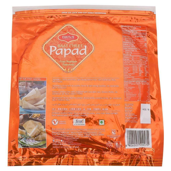 Bikaji Baat Cheet Medium Masala Papad 400 G - Authentic Indian Snack