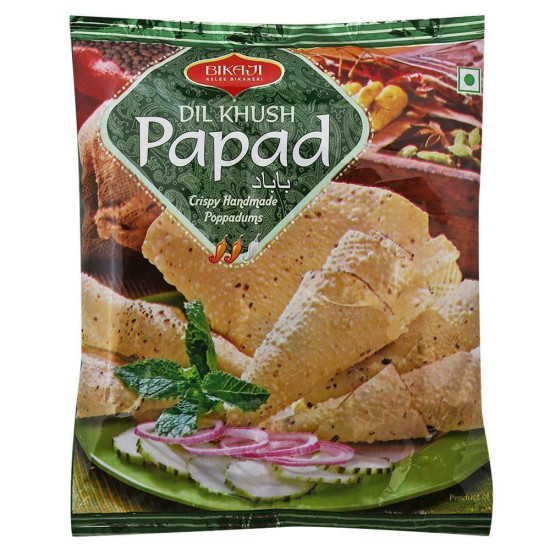 Bikaji Dil Khush Tej Masala Papad 400 G - Crunchy Indian Snack