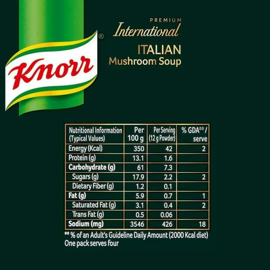 Knorr International Italian Mushroom Instant Soup 46 G - Authentic Italian Flavors