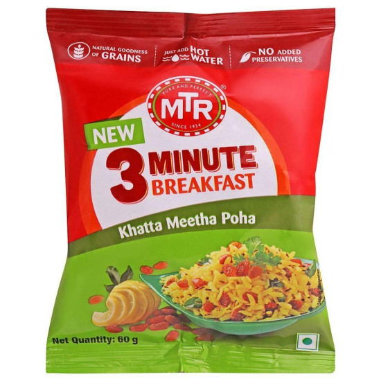 MTR 3 Minute Breakfast Khatta Meetha Poha Mix - Quick & Wholesome Breakfast