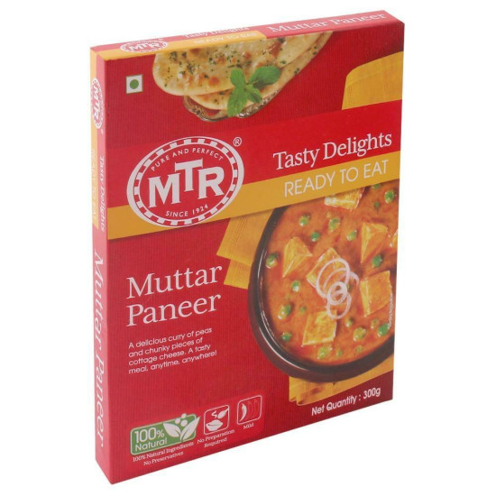 MTR Ready To Eat Mutter Paneer 300 G - Authentic Indian Cuisine