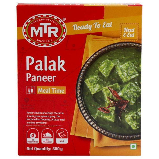 MTR Ready To Eat Palak Paneer 300 G - Authentic Indian Cuisine