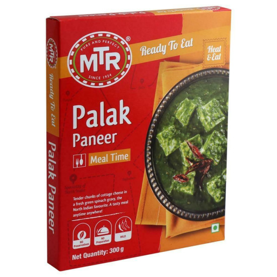 MTR Ready To Eat Palak Paneer 300 G - Authentic Indian Cuisine