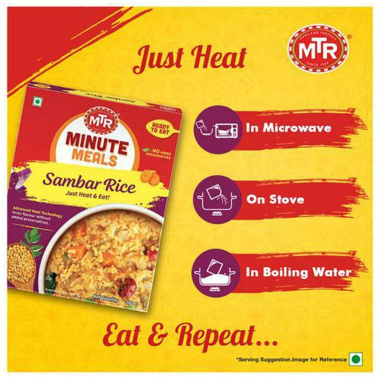 MTR Ready To Eat Sambar Rice 300 G - Authentic Indian Flavor