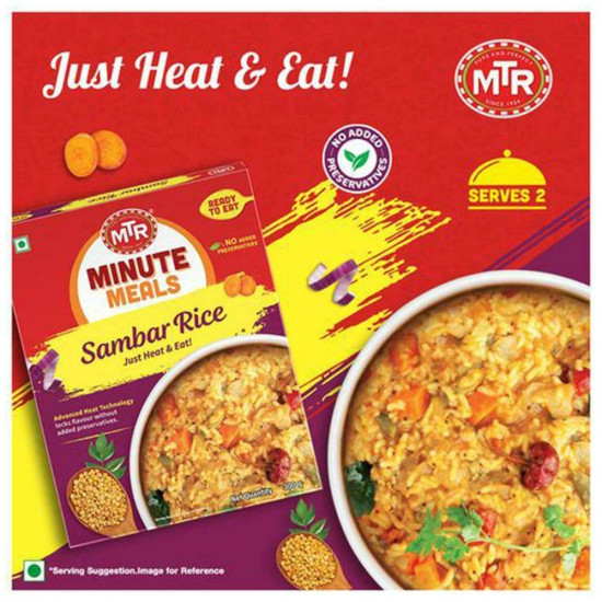 MTR Ready To Eat Sambar Rice 300 G - Authentic Indian Flavor