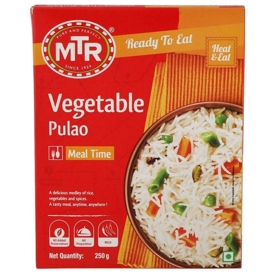 MTR Ready To Eat Vegetable Pulao 250 G - Authentic Indian Flavor