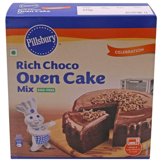 Pillsburry Eggless Rich Choco Oven Cake Mix 270 G - Delicious Egg-Free Chocolate Cake